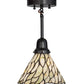Meyda Lighting Willow 8" Craftsman Brown Mini Pendant Light With Green & Beige Jadestone Shade