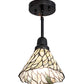 Meyda Lighting Willow 8" Craftsman Brown Mini Pendant Light With Green & Beige Jadestone Shade