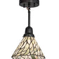 Meyda Lighting Willow 8" Craftsman Brown Mini Pendant Light With Green & Beige Jadestone Shade
