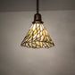 Meyda Lighting Willow 8" Mahogany Bronze Mini Pendant Light With Green & Beige Jadestone Shade