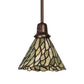 Meyda Lighting Willow 8" Mahogany Bronze Mini Pendant Light With Green & Beige Jadestone Shade