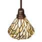 Meyda Lighting Willow 8" Mahogany Bronze Mini Pendant Light With Green & Beige Jadestone Shade