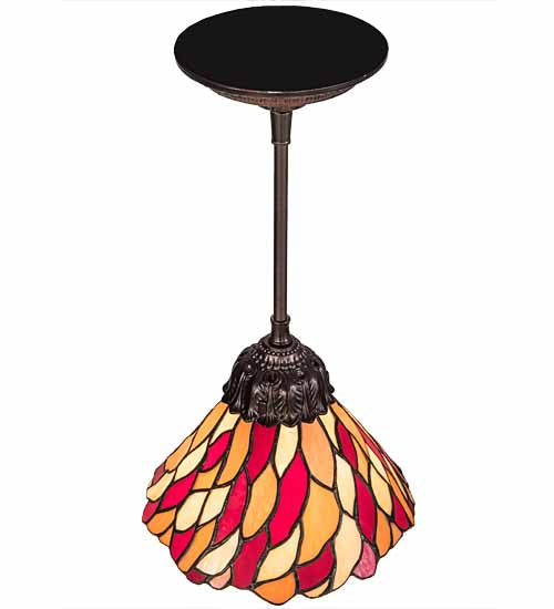 Meyda Lighting Willow 8" Mahogany Bronze Mini Pendant Light With Multi-Colored Jadestone Shade