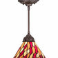 Meyda Lighting Willow 8" Mahogany Bronze Mini Pendant Light With Multi-Colored Jadestone Shade