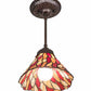 Meyda Lighting Willow 8" Mahogany Bronze Mini Pendant Light With Multi-Colored Jadestone Shade