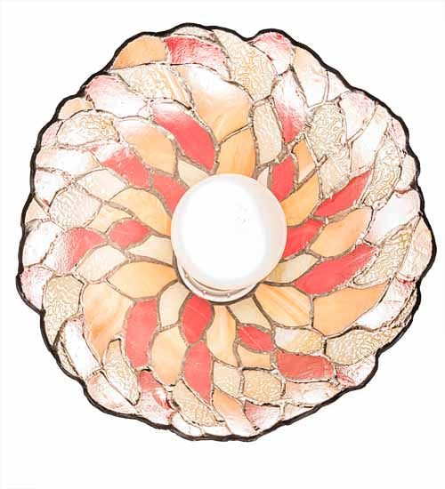 Meyda Lighting Willow 8" Mahogany Bronze Mini Pendant Light With Multi-Colored Jadestone Shade