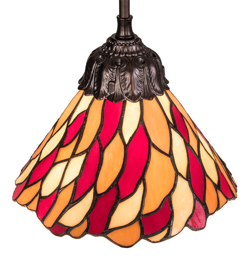 Meyda Lighting Willow 8" Mahogany Bronze Mini Pendant Light With Multi-Colored Jadestone Shade