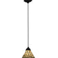 Meyda Lighting Willow 8" Textured Black Mini Pendant Light With Green & Beige Jadestone Shade