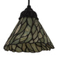 Meyda Lighting Willow 8" Textured Black Mini Pendant Light With Green & Beige Jadestone Shade