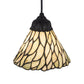 Meyda Lighting Willow 8" Textured Black Mini Pendant Light With Green & Beige Jadestone Shade