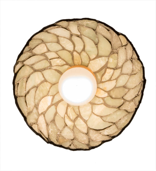 Meyda Lighting Willow 8" Textured Black Mini Pendant Light With Green & Beige Jadestone Shade