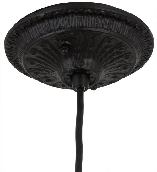Meyda Lighting Willow 8" Textured Black Mini Pendant Light With Green & Beige Jadestone Shade