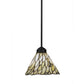 Meyda Lighting Willow 8" Textured Black Mini Pendant Light With Multi-Colored Jadestone Shade