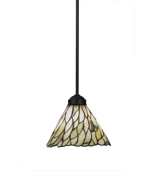 Meyda Lighting Willow 8" Textured Black Mini Pendant Light With Multi-Colored Jadestone Shade