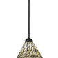 Meyda Lighting Willow 8" Textured Black Mini Pendant Light With Multi-Colored Jadestone Shade