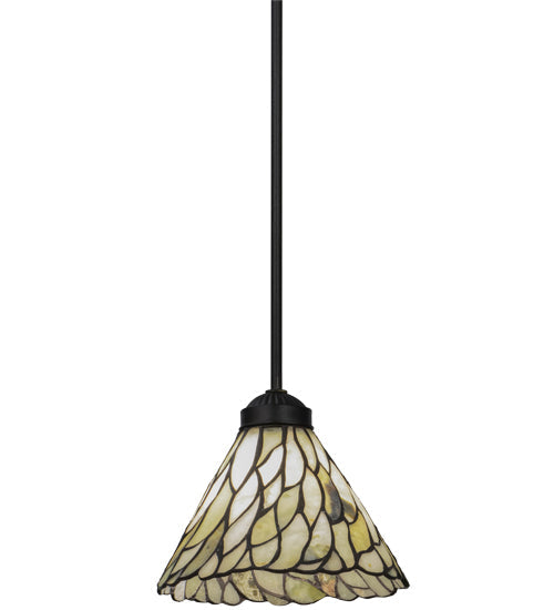 Meyda Lighting Willow 8" Textured Black Mini Pendant Light With Multi-Colored Jadestone Shade