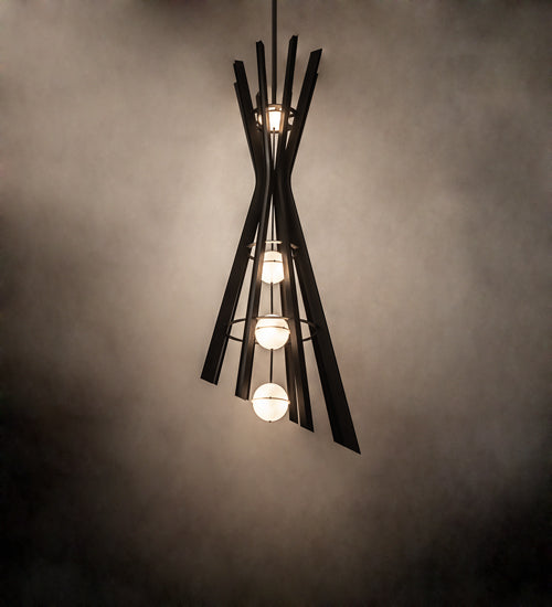 Meyda Lighting Willowbend 54" 12-Light Textured Black Exes Pendant Light With White Statuario Idalight Shade