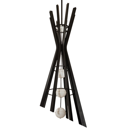 Meyda Lighting Willowbend 54" 12-Light Textured Black Exes Pendant Light With White Statuario Idalight Shade