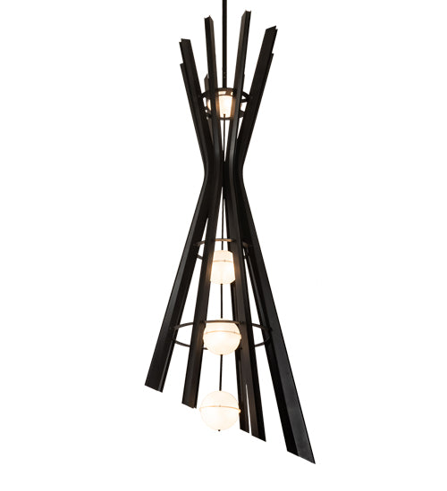 Meyda Lighting Willowbend 54" 12-Light Textured Black Exes Pendant Light With White Statuario Idalight Shade