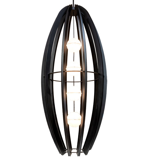 Meyda Lighting Willowbend 72" 16-Light Textured Black Zeppelin Pendant Light With White Statuario Idalight Shade