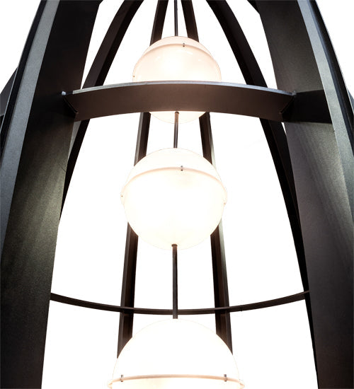Meyda Lighting Willowbend 72" 16-Light Textured Black Zeppelin Pendant Light With White Statuario Idalight Shade