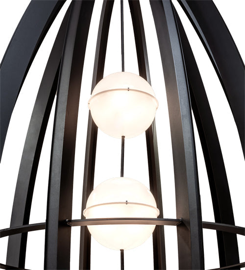 Meyda Lighting Willowbend 72" 16-Light Textured Black Zeppelin Pendant Light With White Statuario Idalight Shade