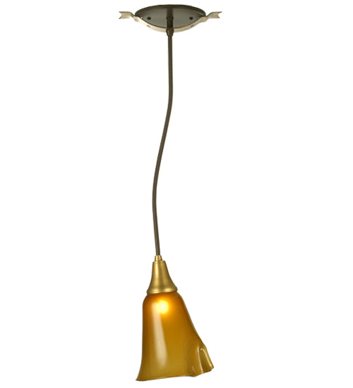 Meyda Lighting Wilmington 9" Timeless Bronze Mini Pendant Light With Amber Shade Glass