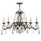Meyda Lighting Windsor 44" 8-Light Antique Silver Chandelier With White Faux Candlelight