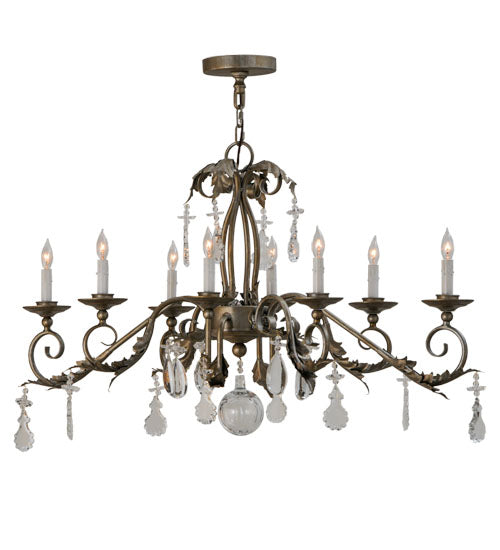 Meyda Lighting Windsor 44" 8-Light Antique Silver Chandelier With White Faux Candlelight