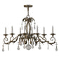 Meyda Lighting Windsor 44" 8-Light Antique Silver Chandelier With White Faux Candlelight