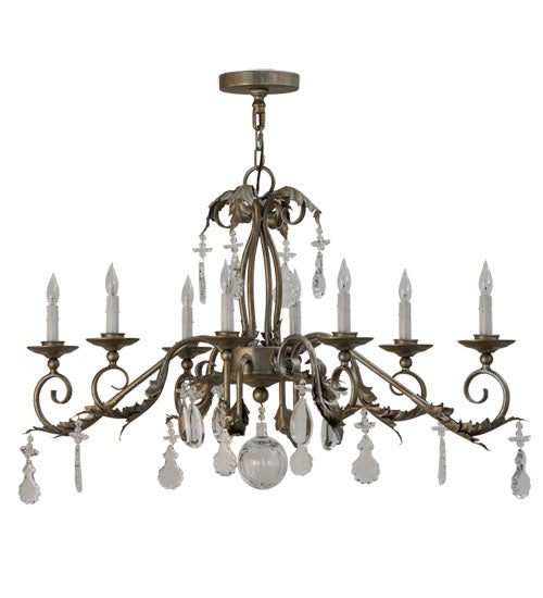 Meyda Lighting Windsor 44" 8-Light Antique Silver Chandelier With White Faux Candlelight