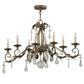 Meyda Lighting Windsor 44" 8-Light Antique Silver Chandelier With White Faux Candlelight