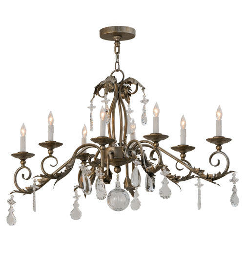 Meyda Lighting Windsor 44" 8-Light Antique Silver Chandelier With White Faux Candlelight
