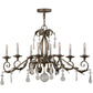 Meyda Lighting Windsor 44" 8-Light Antique Silver Chandelier With White Faux Candlelight