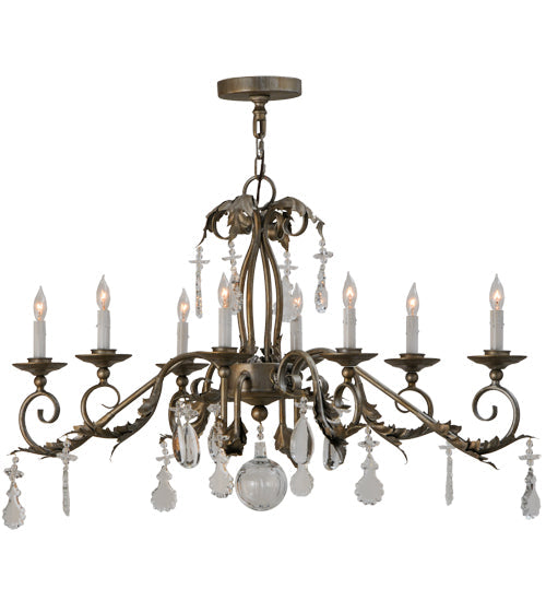 Meyda Lighting Windsor 44" 8-Light Antique Silver Chandelier With White Faux Candlelight