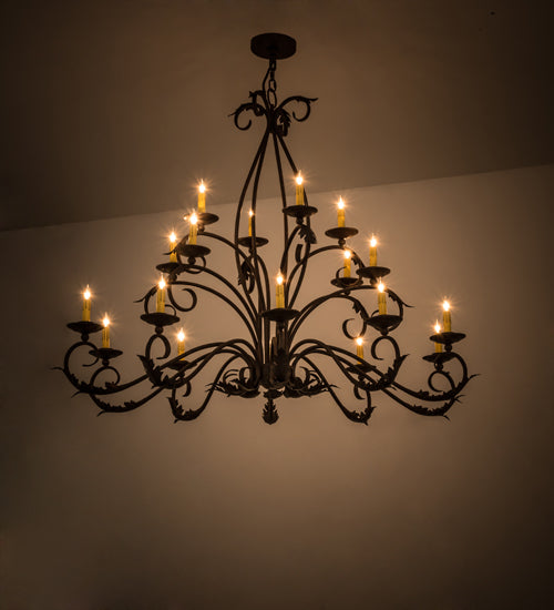 Meyda Lighting Windsor 54" 18-Light Cajun Spice Chandelier With Amber Faux Candlelight