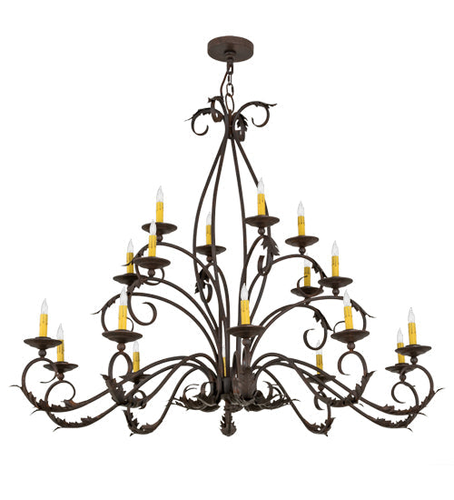 Meyda Lighting Windsor 54" 18-Light Cajun Spice Chandelier With Amber Faux Candlelight
