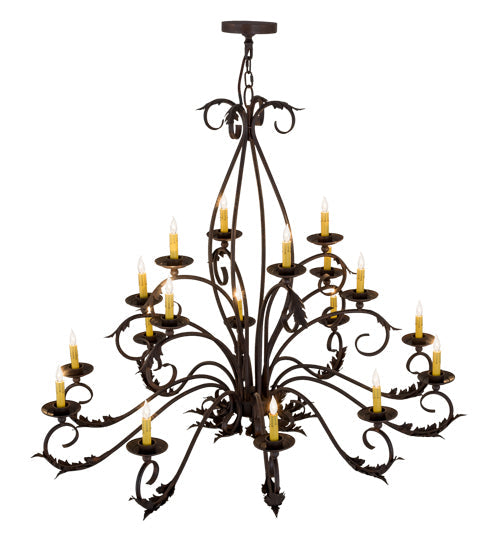 Meyda Lighting Windsor 54" 18-Light Cajun Spice Chandelier With Amber Faux Candlelight