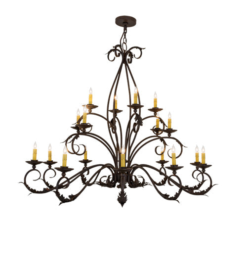 Meyda Lighting Windsor 54" 18-Light Cajun Spice Chandelier With Amber Faux Candlelight