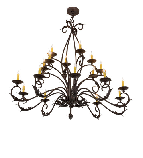 Meyda Lighting Windsor 54" 18-Light Cajun Spice Chandelier With Amber Faux Candlelight