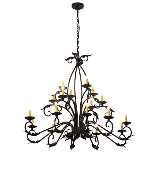 Meyda Lighting Windsor 56" 18-Light Antiquity Chandelier With Ivory Faux Candlelight