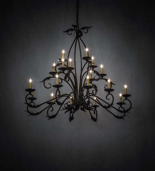 Meyda Lighting Windsor 56" 18-Light Antiquity Chandelier With Ivory Faux Candlelight
