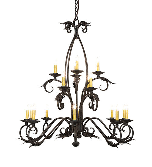 Meyda Lighting Windsor 56" 18-Light Antiquity Chandelier With Ivory Faux Candlelight