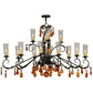 Meyda Lighting Windsor 62" 14-Light Chestnut Chandelier With Clear Hurricane Shade Glass