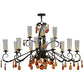 Meyda Lighting Windsor 62" 14-Light Chestnut Chandelier With Clear Hurricane Shade Glass