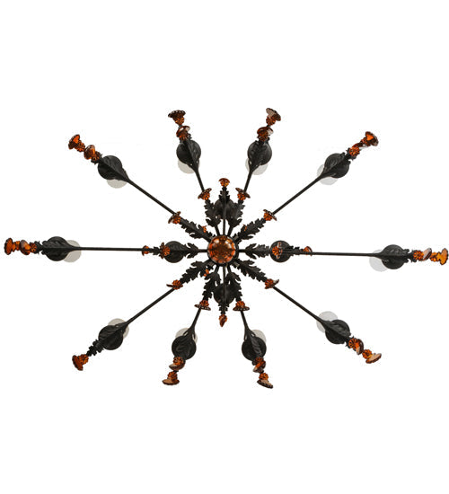 Meyda Lighting Windsor 62" 14-Light Chestnut Chandelier With Clear Hurricane Shade Glass