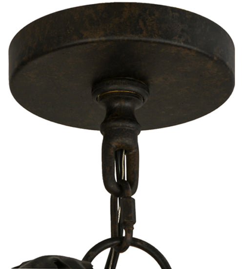 Meyda Lighting Windsor 62" 14-Light Chestnut Chandelier With Clear Hurricane Shade Glass