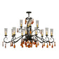 Meyda Lighting Windsor 62" 14-Light Chestnut Chandelier With Clear Hurricane Shade Glass