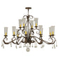 Meyda Lighting Windsor 62" 14-Light Classic Rust Chandelier With Clear Hurricane Shade Glass