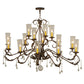 Meyda Lighting Windsor 62" 14-Light Classic Rust Chandelier With Clear Hurricane Shade Glass